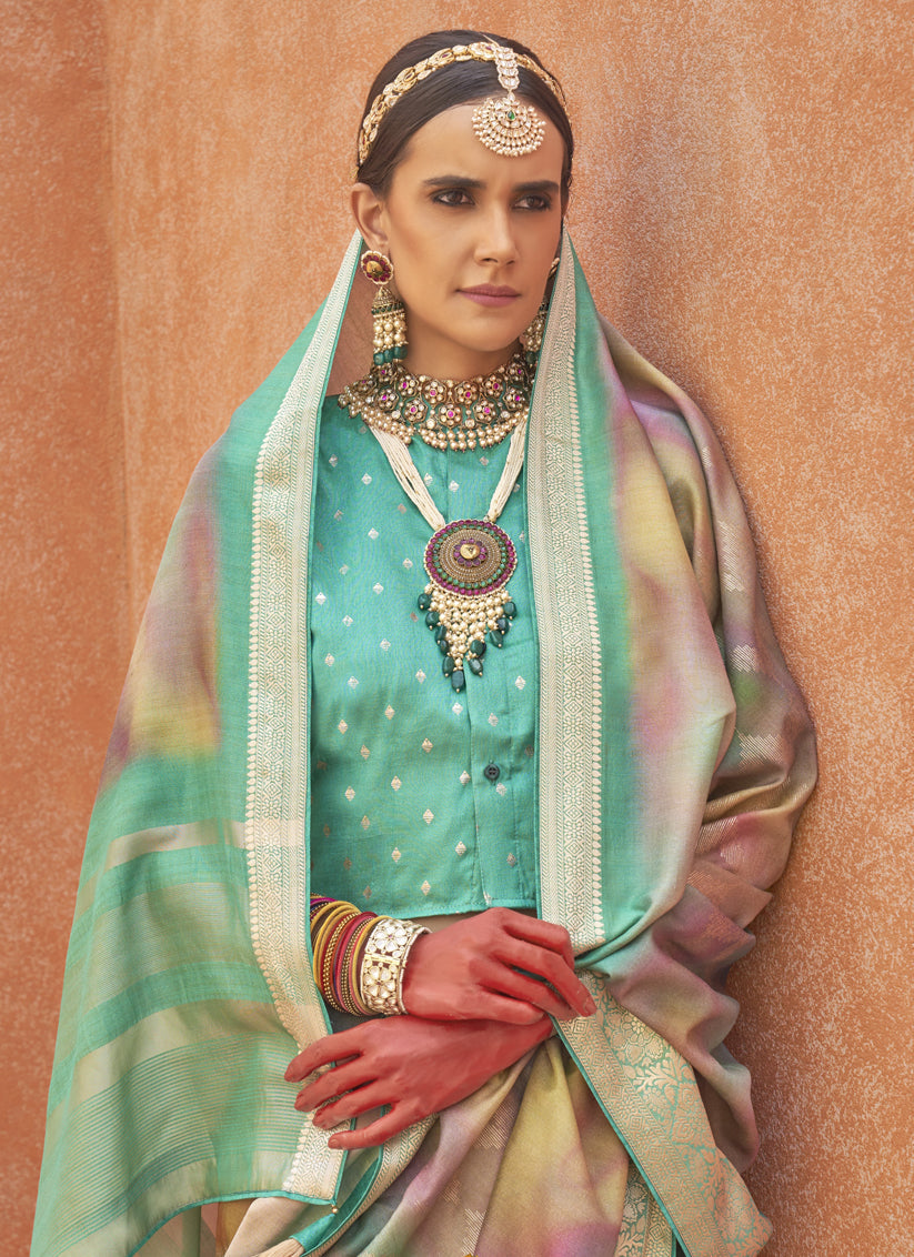 Multicolor Silk Embellished Festival Saree