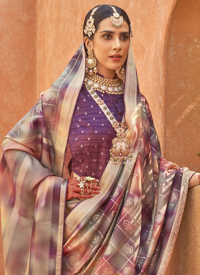 Multicolor Silk Embellished Festival Saree