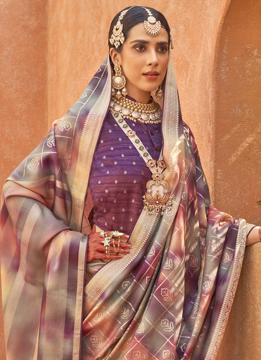 Multicolor Silk Embellished Festival Saree