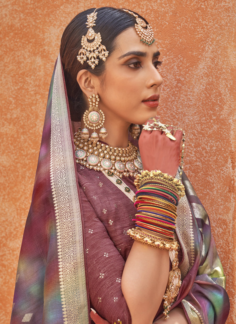 Multicolor Silk Embellished Festival Saree