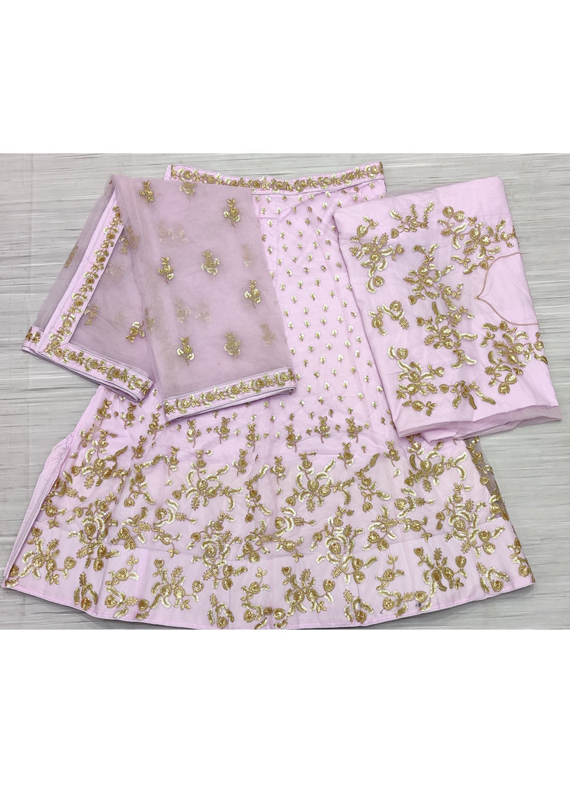 Lilac Net Embroidered Lehenga Choli