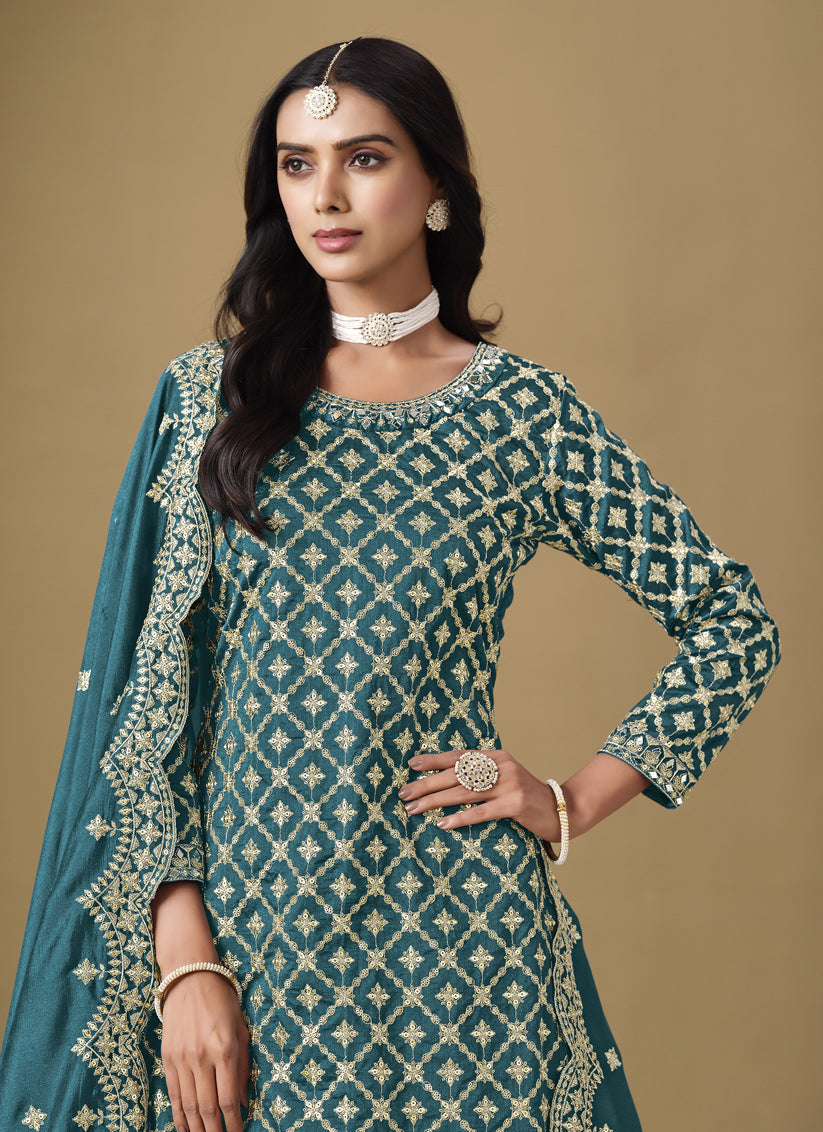 morpich art silk embroidered readymade lehenga kameez