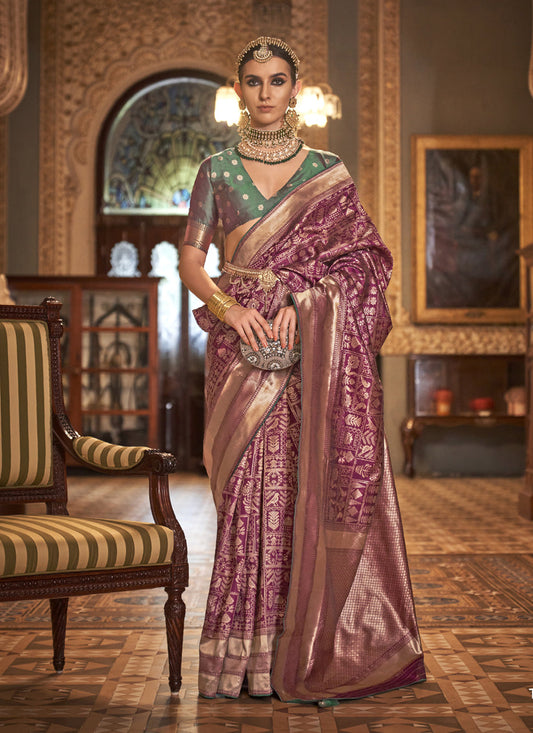 Purple Silk Banarasi Woven Saree