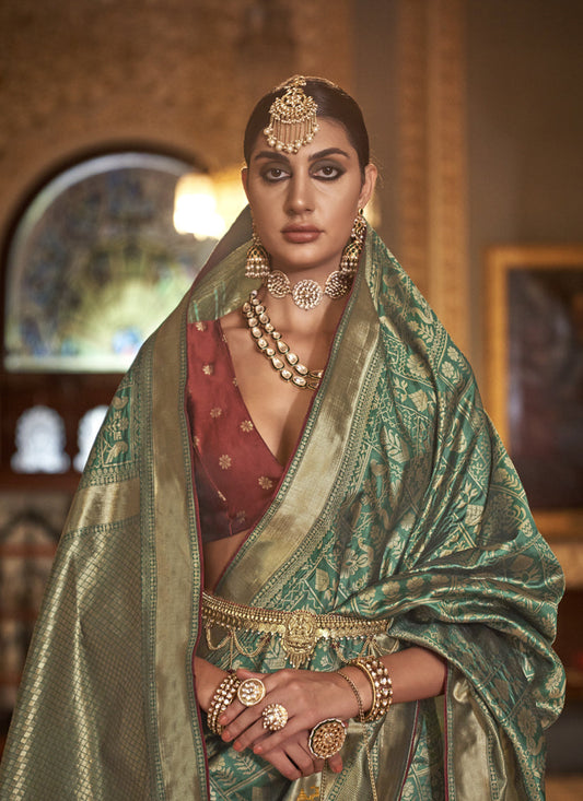 Green Silk Banarasi Woven Saree