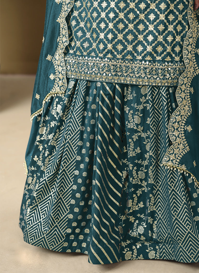 morpich art silk embroidered readymade lehenga kameez