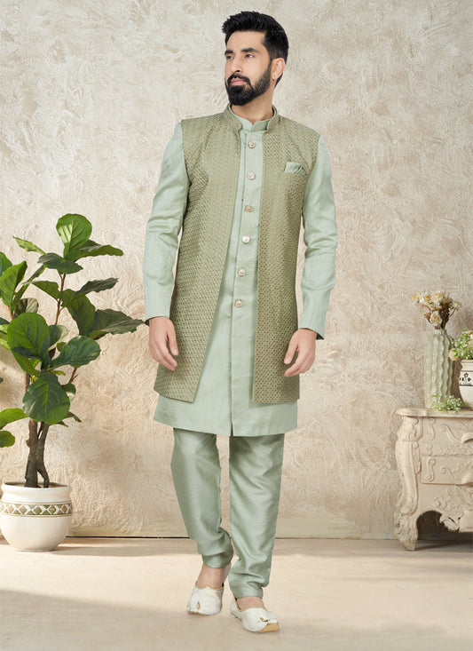 Mint Indo Western with Embroidered Jacket