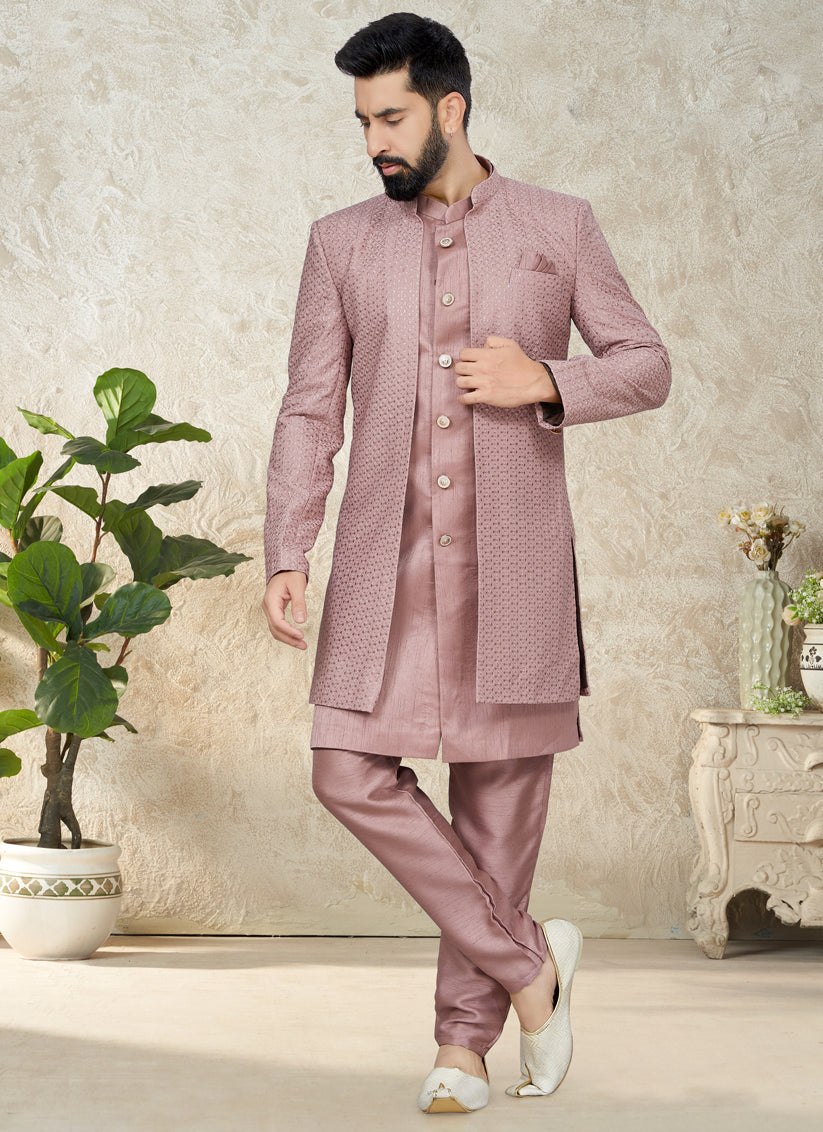 Old Rose Indo Western with Embroidered Jacket