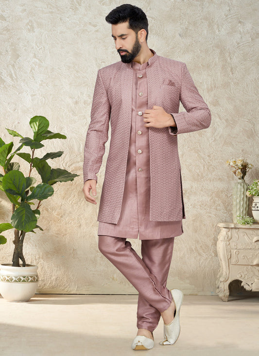 Old Rose Indo Western with Embroidered Jacket