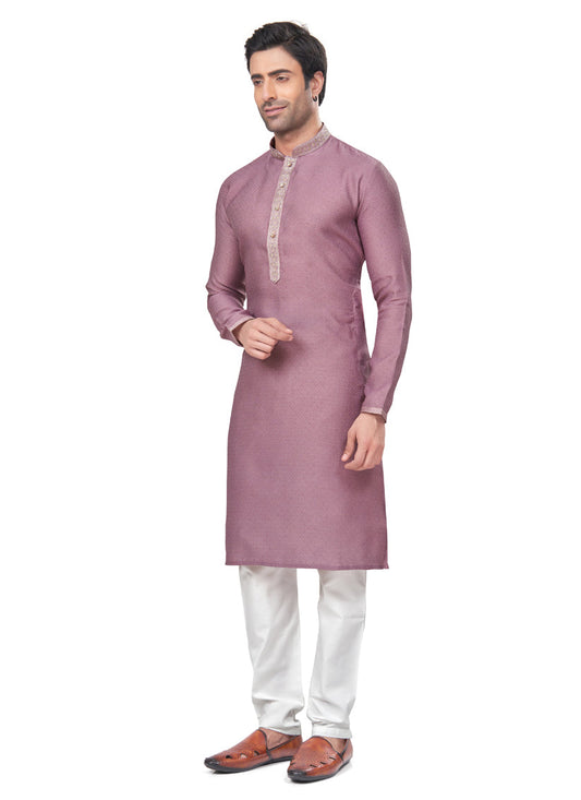 Mauve Jacquard Mens Kurta Pajama Set