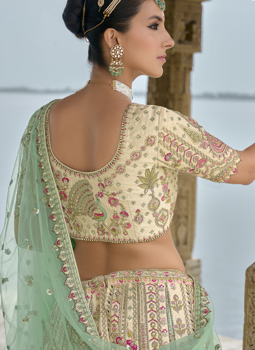 Ivory Silk Embroidered Bridal Lehenga Choli
