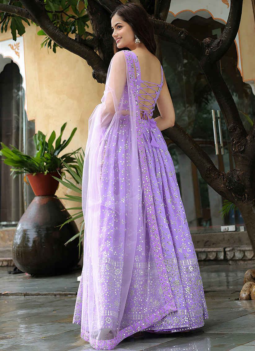 Awesome Lavender Heavy Lehenga Choli Set for Festival