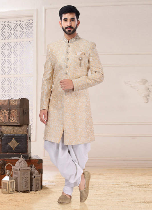 Beige Silk Semi Indo Western Outfit