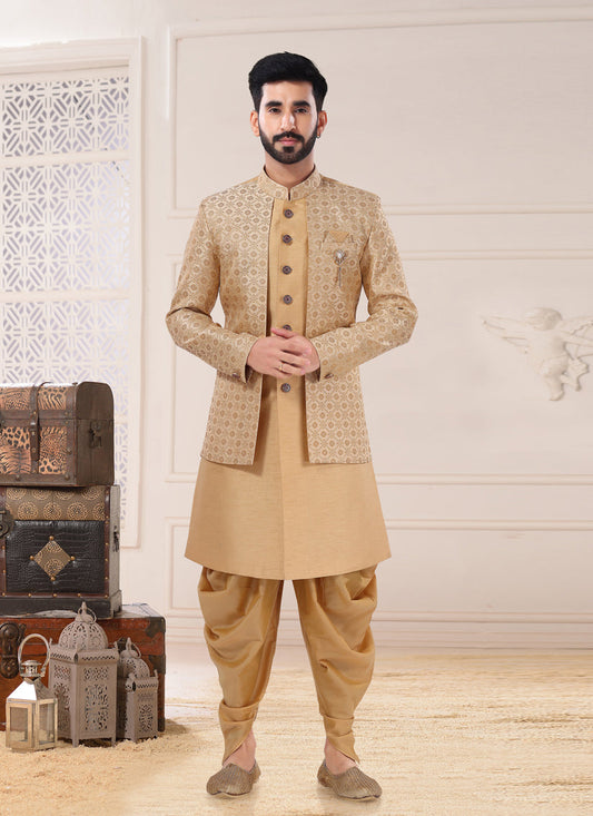 Golden Silk Semi Indo Western Outfit