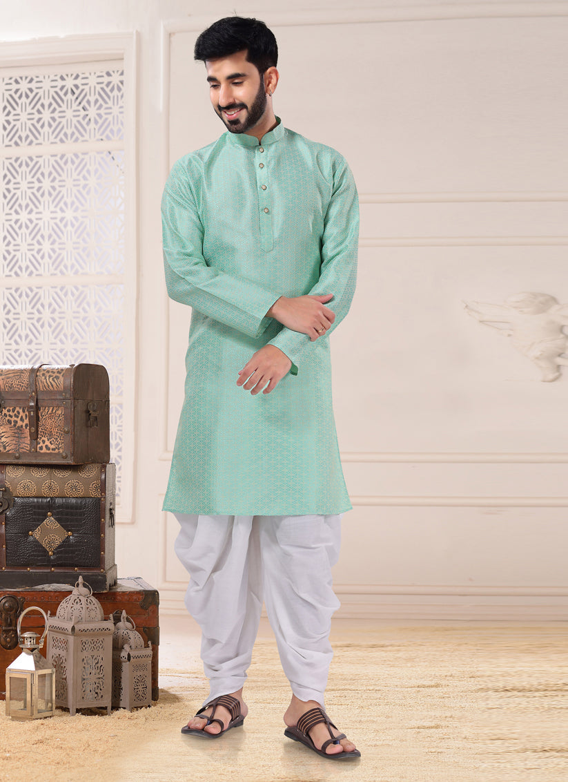 Mint Green Jacquard Kurta Pyjama Set