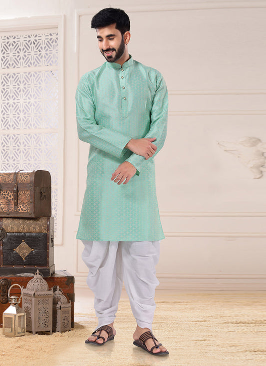 Mint Green Jacquard Kurta Pyjama Set