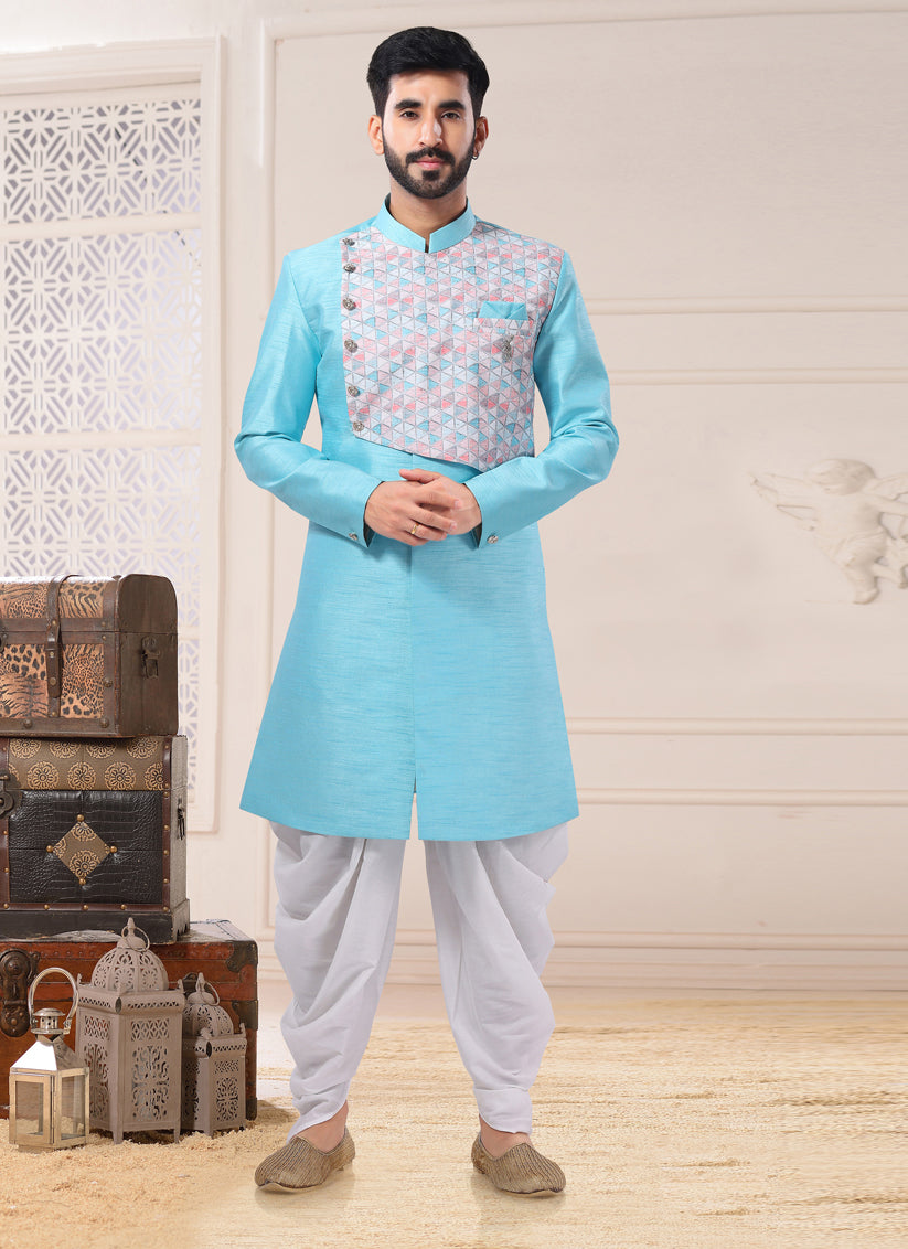 Sky Blue Semi Indo Western Outfit