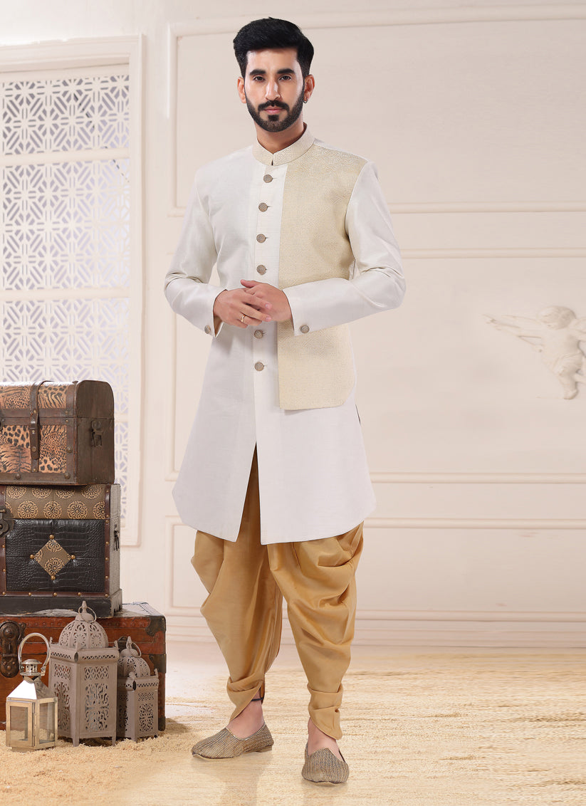 Beige Silk Semi Indo Western Outfit