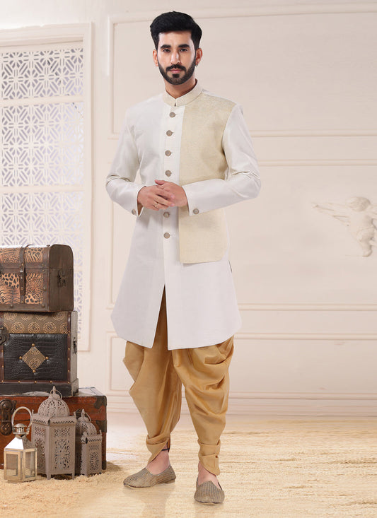 Beige Silk Semi Indo Western Outfit