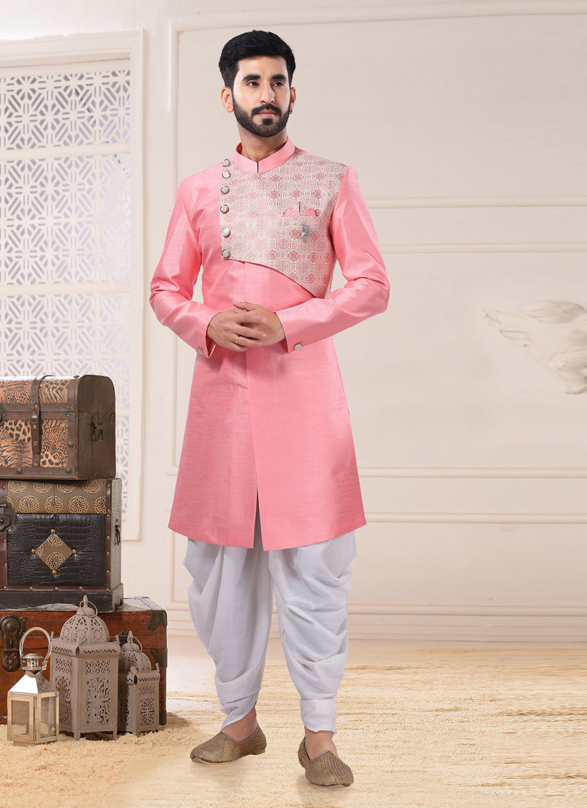 Pink Silk Semi Indo Western Outfit