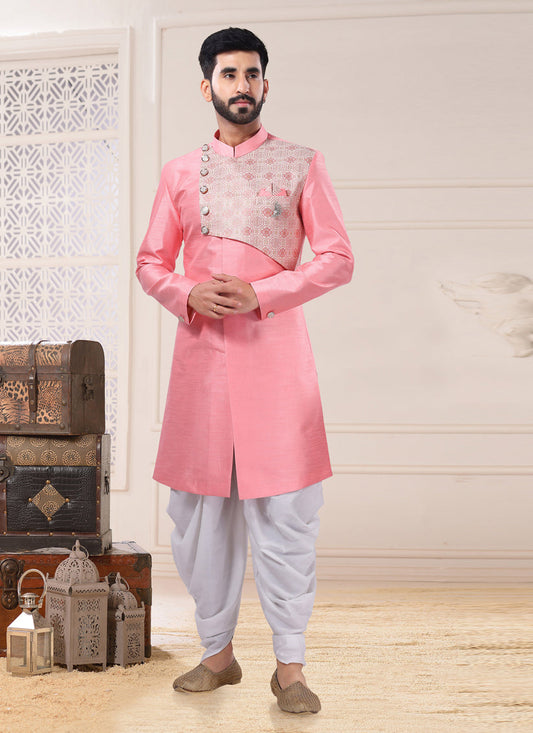 Pink Silk Semi Indo Western Outfit