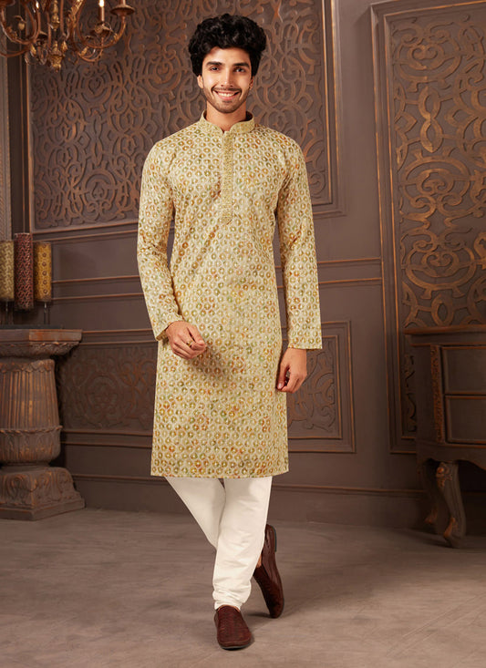 Multicolor Polyester Silk Embroidered Kurta Pyjama Set