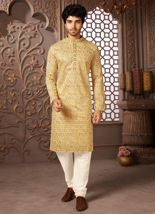 Multicolor Polyester Silk Embroidered Kurta Pyjama Set