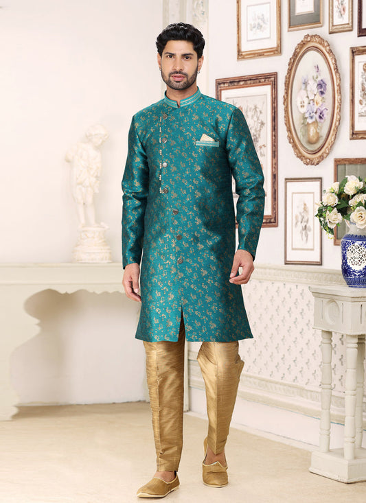 Morpich Banarasi Jacquard Semi Indo Western