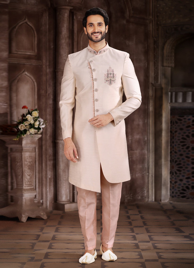 Blush Art Silk Men Sherwani