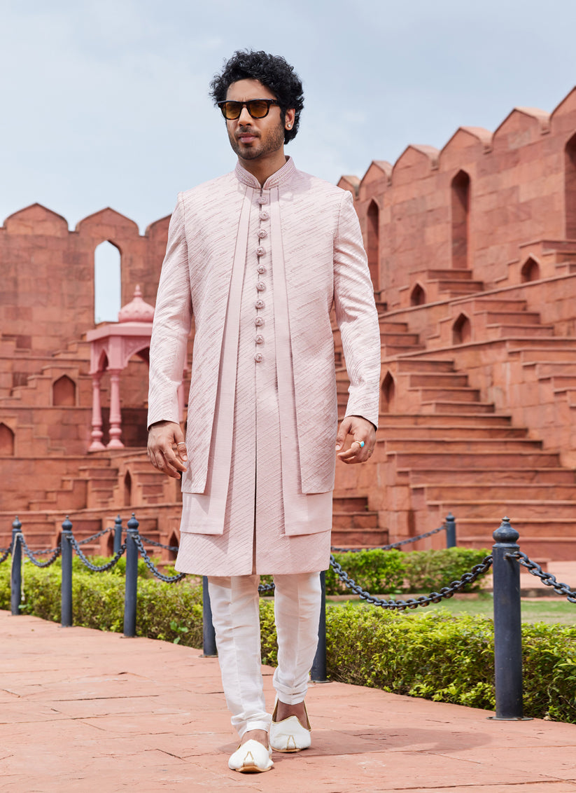 Blush Pink Computer Embroidered Indo Western Outfit