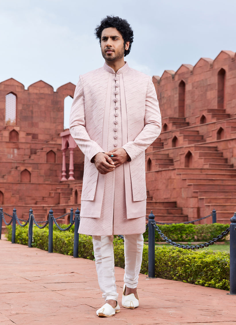 Blush Pink Computer Embroidered Indo Western Outfit