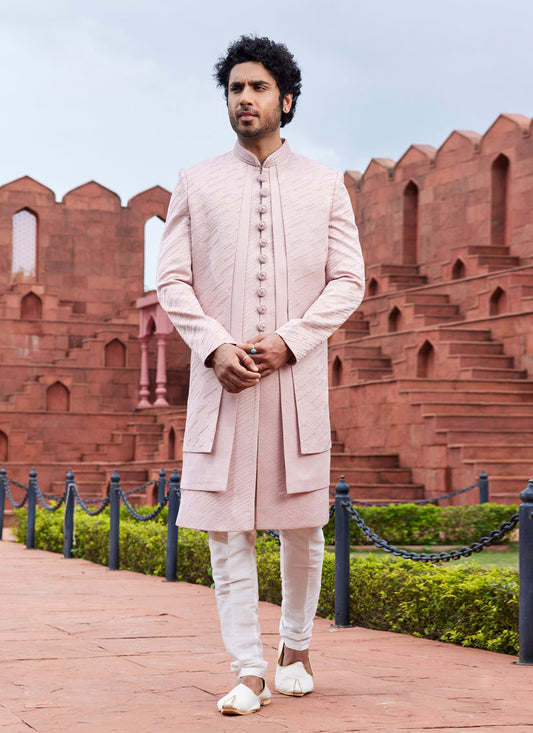 Blush Pink Computer Embroidered Indo Western Outfit