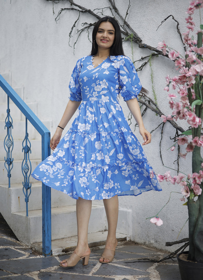 Sky Blue Pure Muslin Digital Printed Kurti