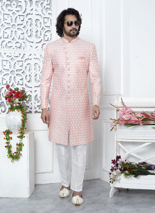 Pink Art Silk Indo Western Outfit