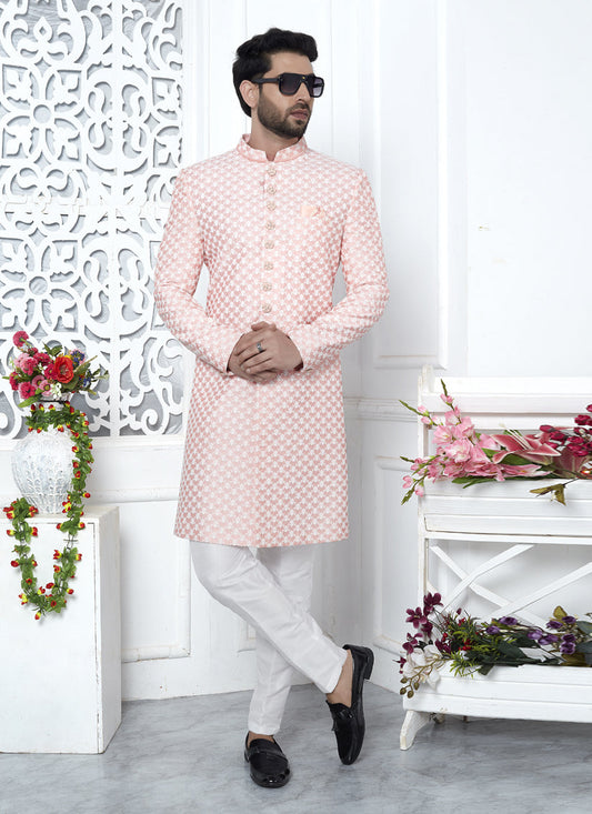 Peach Art Silk Indo Western Outfit