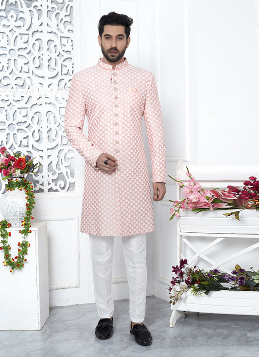 Peach Art Silk Indo Western Outfit