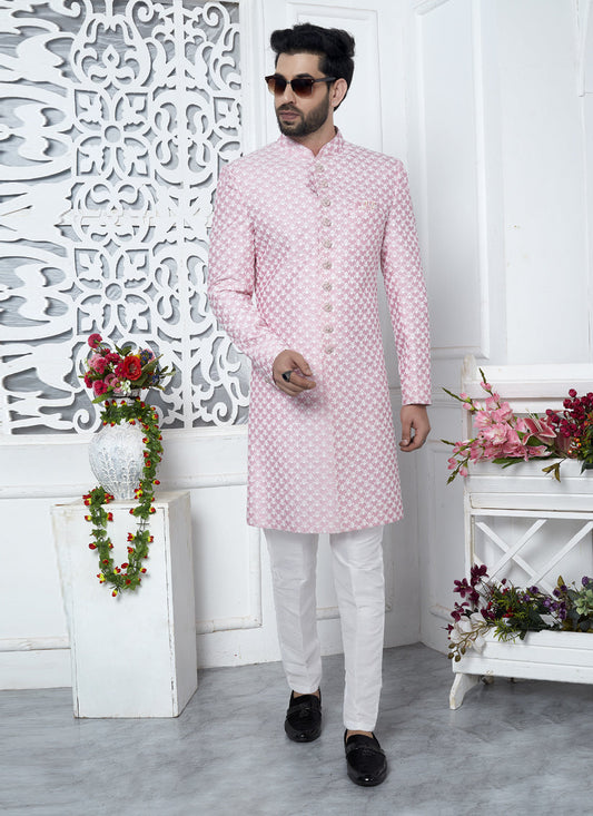 Pink Art Silk Indo Western Outfit