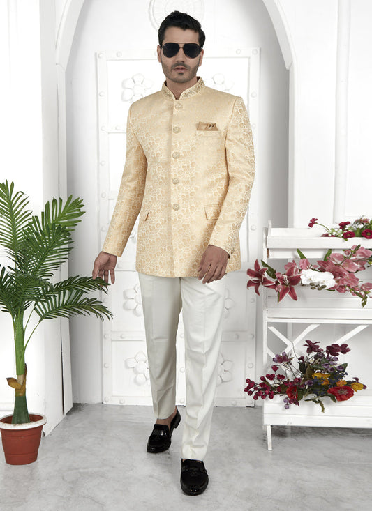 Cream Jacquard Silk Blazer