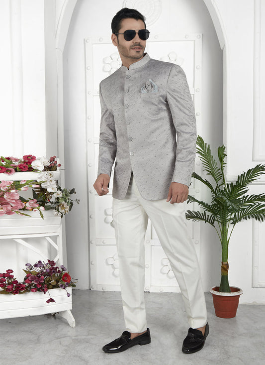 Grey Art Silk Blazer