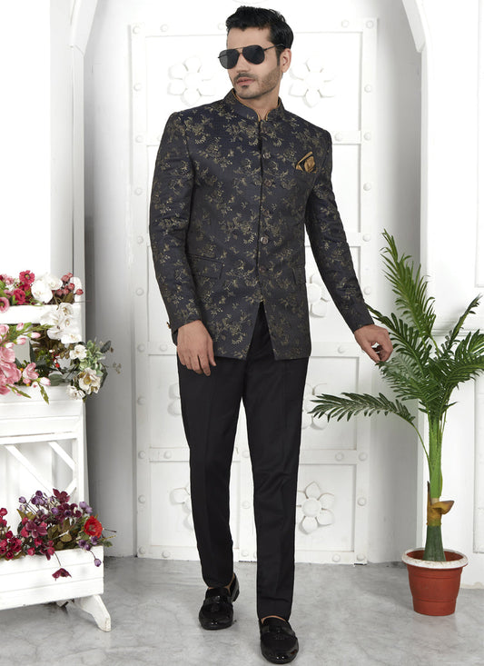 Black Jacquard Silk Blazer