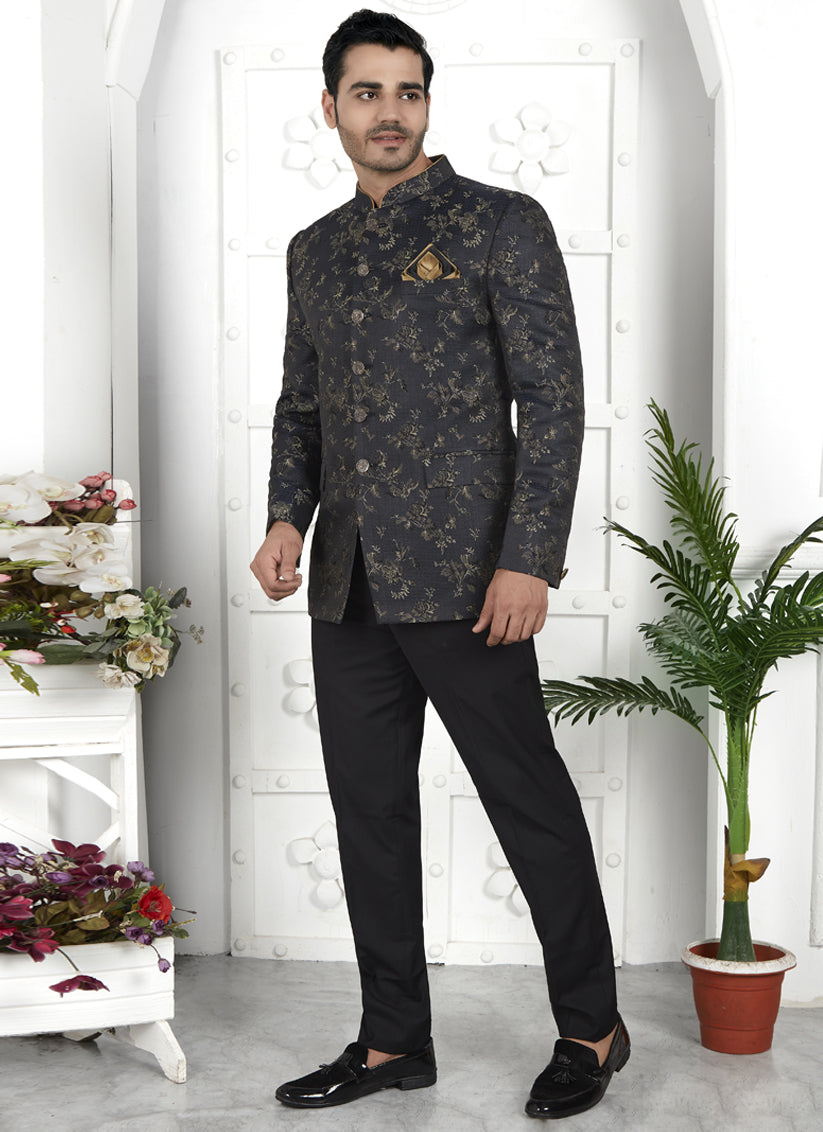 Black Jacquard Silk Blazer
