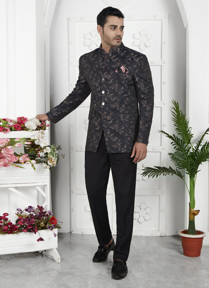 Black Jacquard Silk Blazer