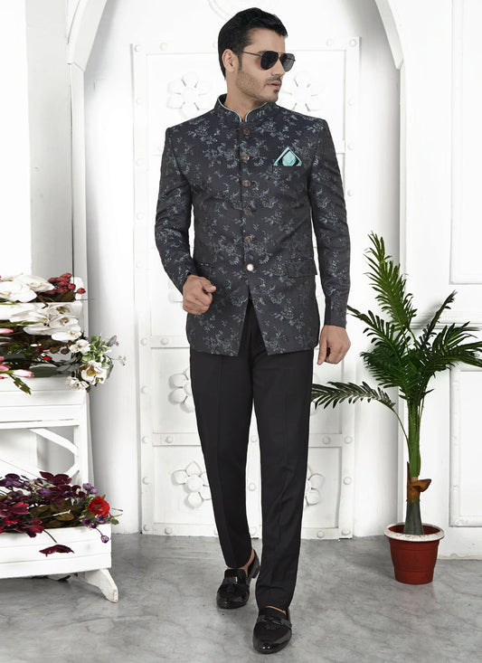 Black Jacquard Silk Blazer