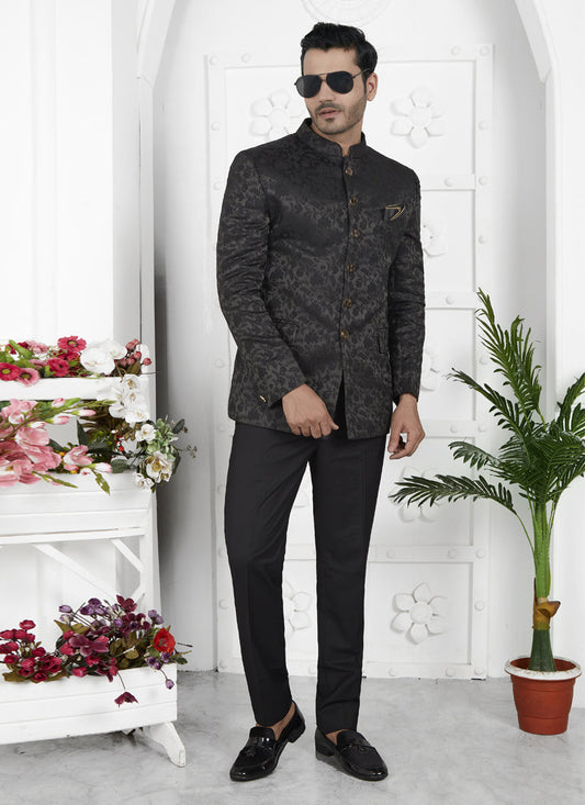 Black Jacquard Silk Blazer