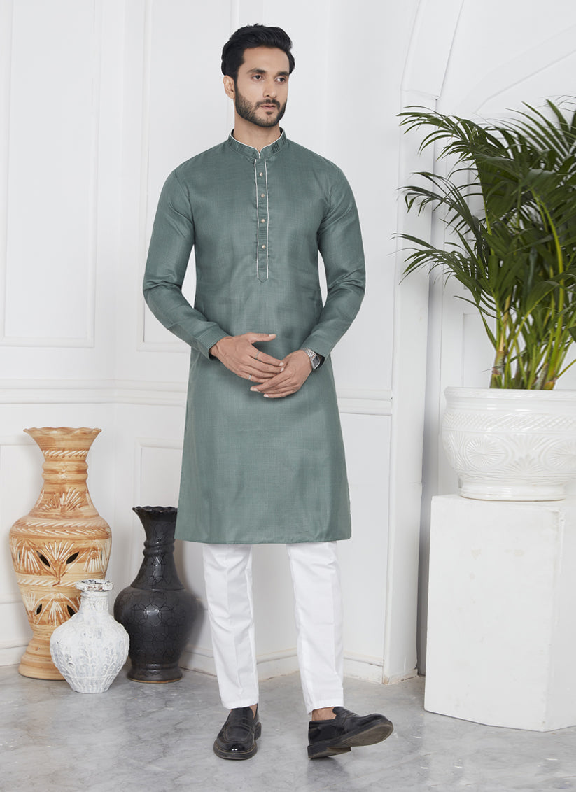 Fern Green Cotton Kurta Pyajama Set