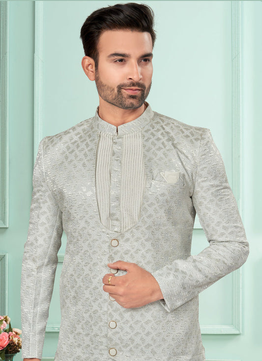 Off White Mens Indo Western Suit