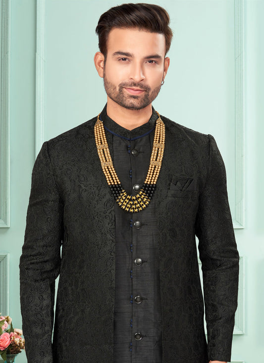 Black Mens Indo Western Suit