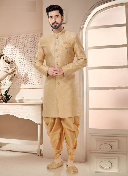 Beige Designer Semi Indo Western