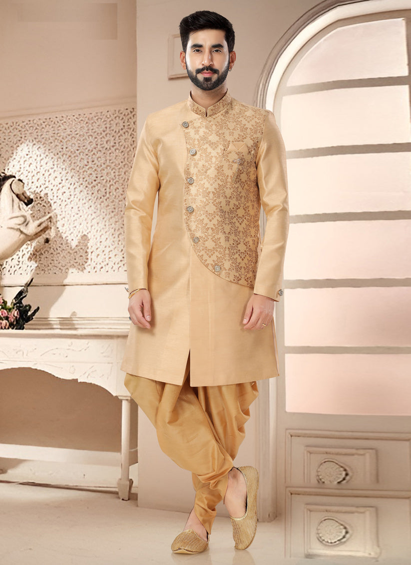 Beige Designer Semi Indo Western