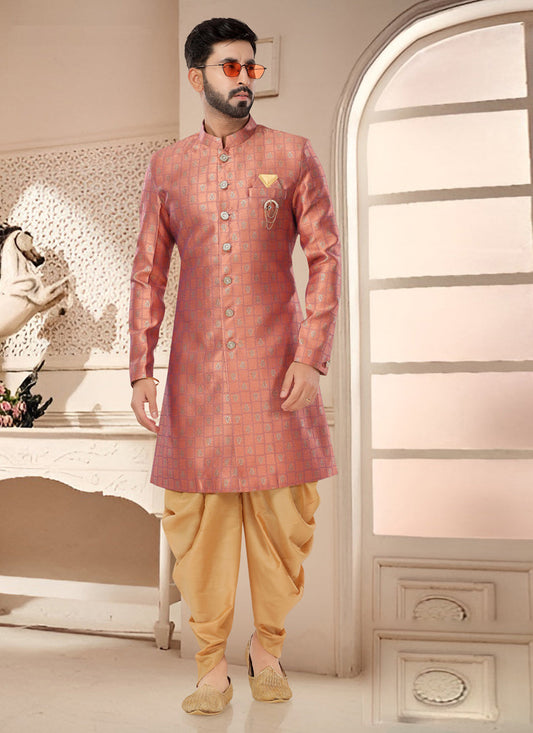 Salmon Pink Designer Semi Indo Western