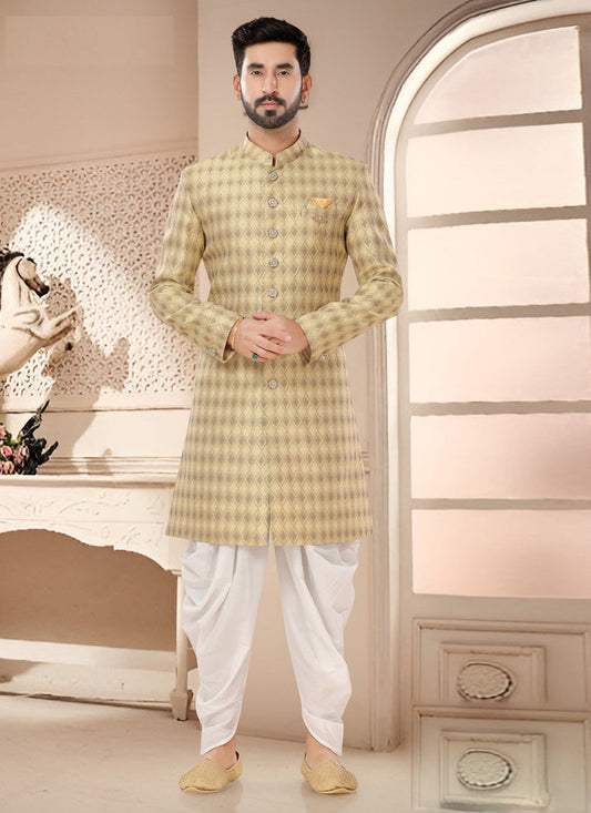 Lemon Yellow Designer Semi Indo Western